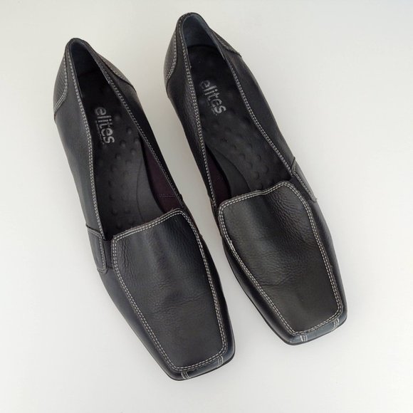 Black loafers with white contrast stitching 11 W - Picture 2 of 10